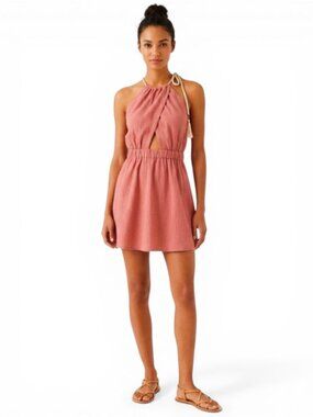 Joie Soft Eve Cotton Mini Cutout Tassel Elastic Waist Summer Dress NWT New XS